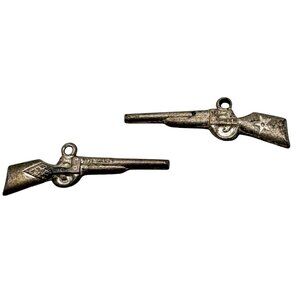 Rifle Charm Pair of 2 Vintage Sterling Silver Loop for Chain 7/8